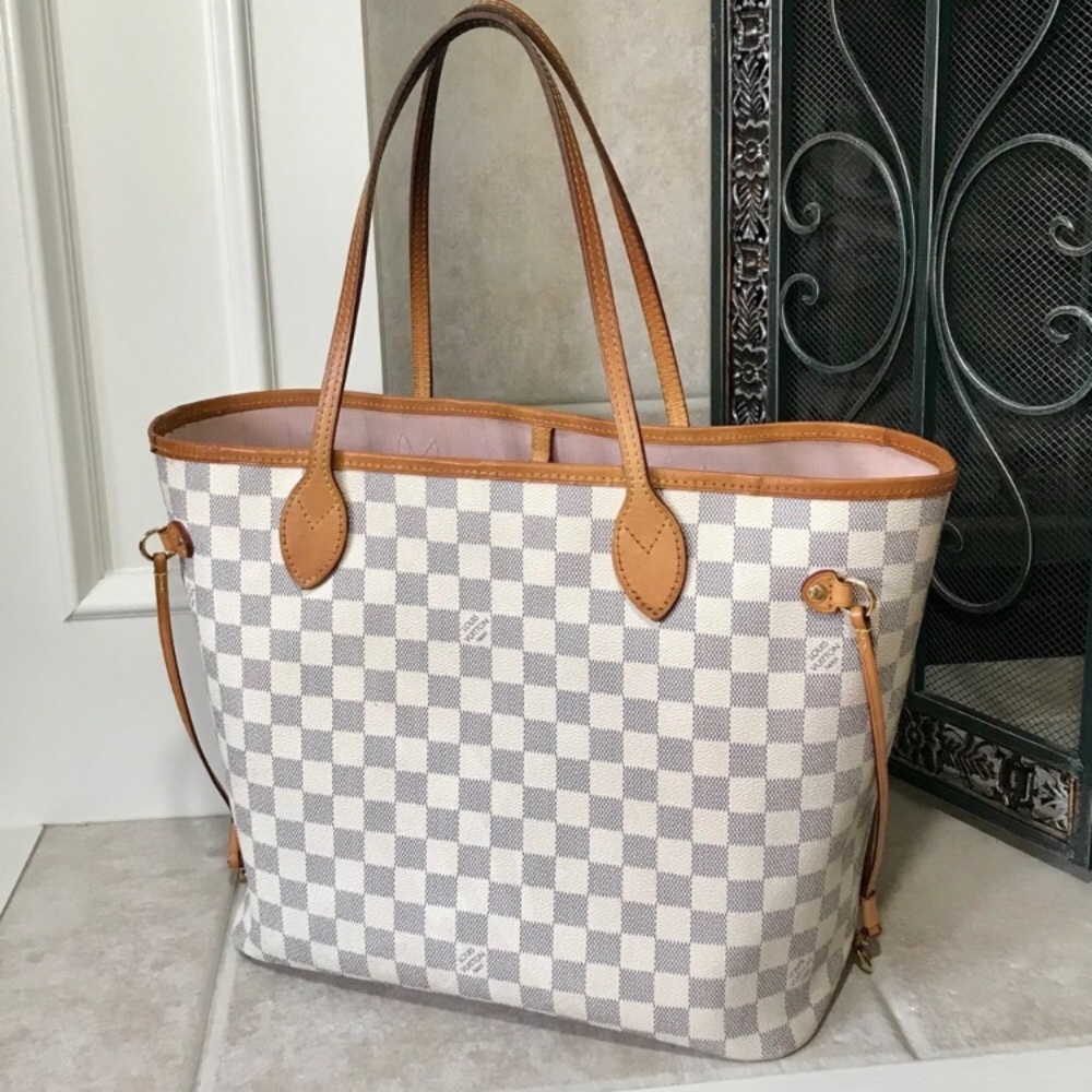 LV Neverfull MM Damier Azur Rose Ballerine